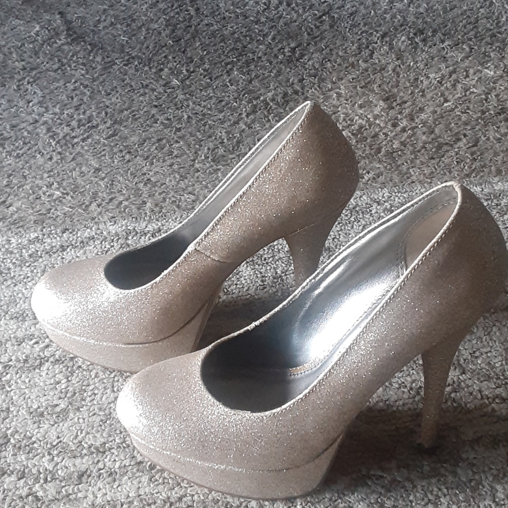Brash gold glitter heels